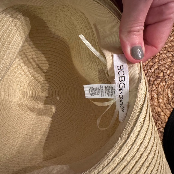 BCBGeneration Tan Sun Hat with Black Band - Picture 3 of 3